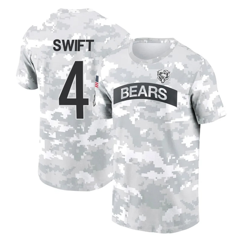 C.Bears #4 D'Andre Swift Player Arctic Camo Salute to Service Performance T-Shirt Limited Gdoa Stitched Jerseys