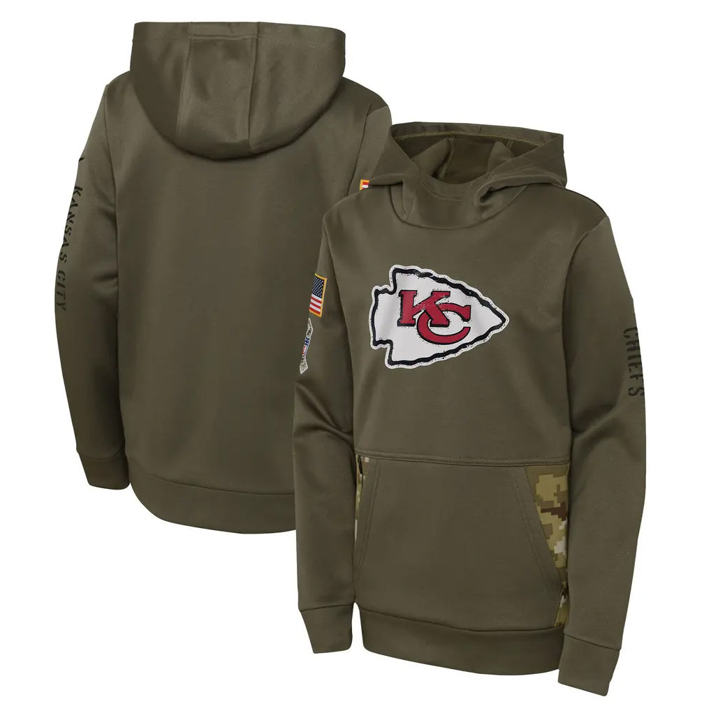 KC.Chiefs ## Chiefs Blank Player Olive Salute to Service Therma Performance Pullover Hoodie Limited Game Gdoa Stitched Jerseys