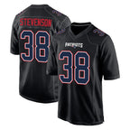 NE.Patriots #38 Rhamondre Stevenson Player Carbon Fashion Limited Home Game Gdoa Stitched Jerseys