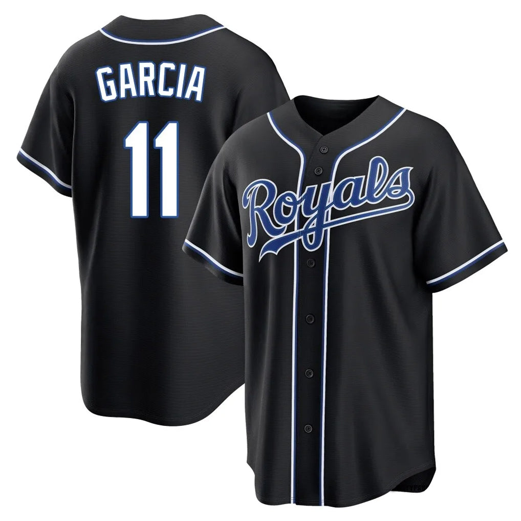 KC.Royals #11 Maikel Garcia Player Black Carbon Fashion Home Game Gdoa Stitched Jerseys