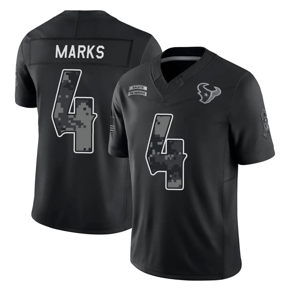 H.Texans #4 Woody Marks Player Black Limited 2026 Salute to Service Home Game Gdoa Stitched Jerseys