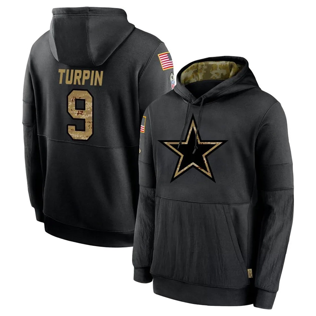 D.Cowboys #9 KaVontae Turpin Player Black Salute to Service Pullover Hoodies Limited Gdoa Stitched Jerseys