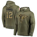 A.Falcons #12 Avieon Terrell Player Olive Salute to Service Club Fleece Hoodie Gdoa Stitched Jerseys