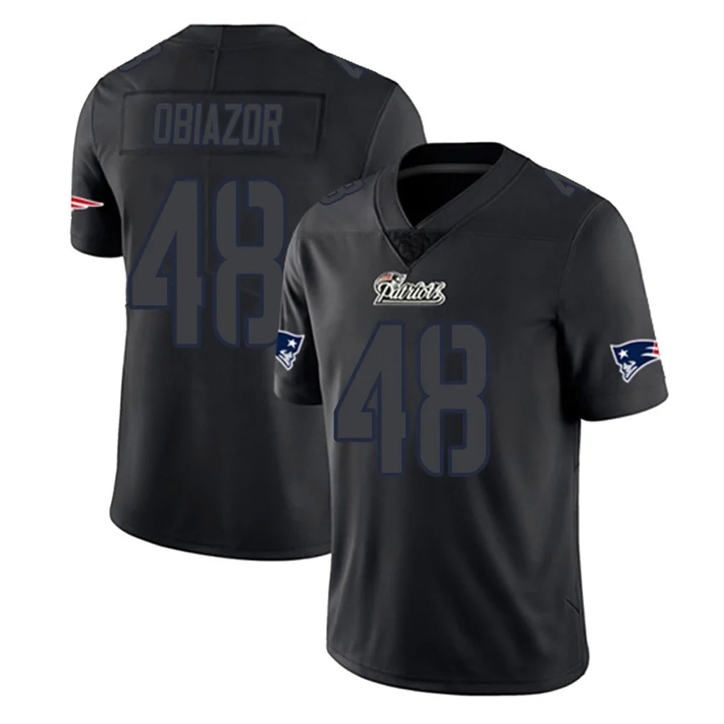 NE.Patriots #48 Namdi Obiazor Player Black Impact LImited Home Game Gdoa Stitched Jerseys