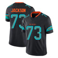 M.Dolphins #73 Austin Jackson Player Black Limited Pitch Rivalries Collection Home Game Gdoa Stitched Jerseys