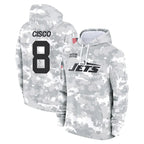 NY.Jets #8 Andre Cisco Player Arctic Camo Salute to Service Pullover Hoodies Limited Game Gdoa Stitched Jerseys