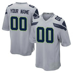 Custom S.Seahawks Gray Home Game Any Name & Numbers Gdoa Stitched Jerseys