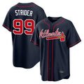 A.Braves #99 Spencer Strider Player Navy Home Game Gdoa Stitched Jerseys