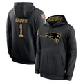 NE.Patriots #1 A.J. Brown Player Black Salute to Service Hoodies Limited Game Gdoa Stitched Jerseys