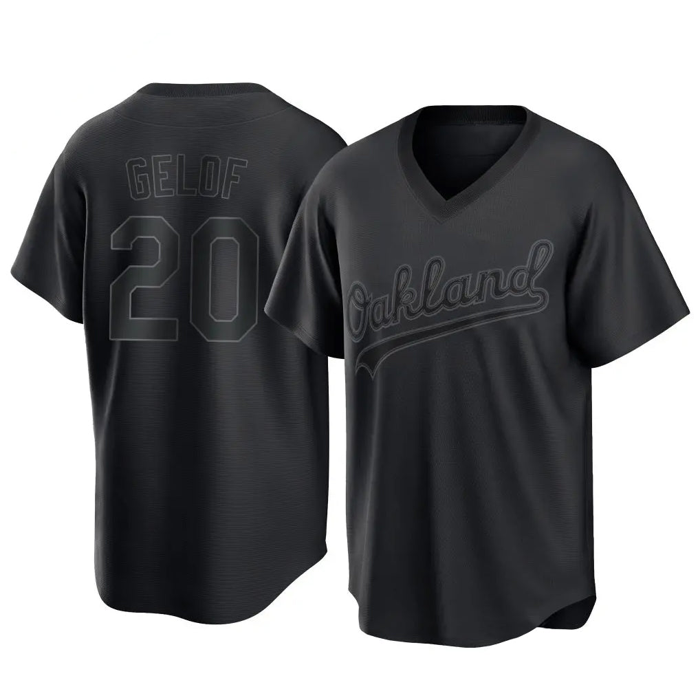 Athletics #20 Zack Gelof Player Black Pitch Fashion T-shirt Home Game Gdoa Stitched Jerseys