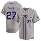 C.Rockies #27 Jordan Beck Player Gray Limited Home Gdoa Stitched Jerseys