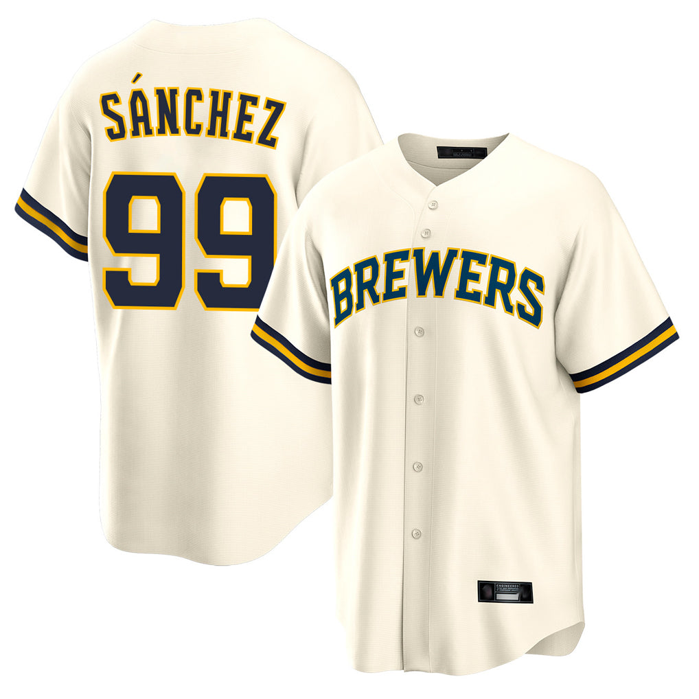 M.Brewers #99 Gary Sanchez Player Cream Home Game Fdoa Stitched Jerseys