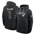 NE.Patriots #1 A.J. Brown Player 2026 Black Logo Pullover Hoodies Limited Game Gdoa Stitched Jerseys