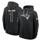 NE.Patriots #1 A.J. Brown Player 2026 Black Logo Pullover Hoodies Limited Game Gdoa Stitched Jerseys