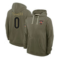 C.Bengals #0 DJ Turner II Player Olive Salute to Service Pullover Hoodies Limited Gdoa Stitched Jerseys