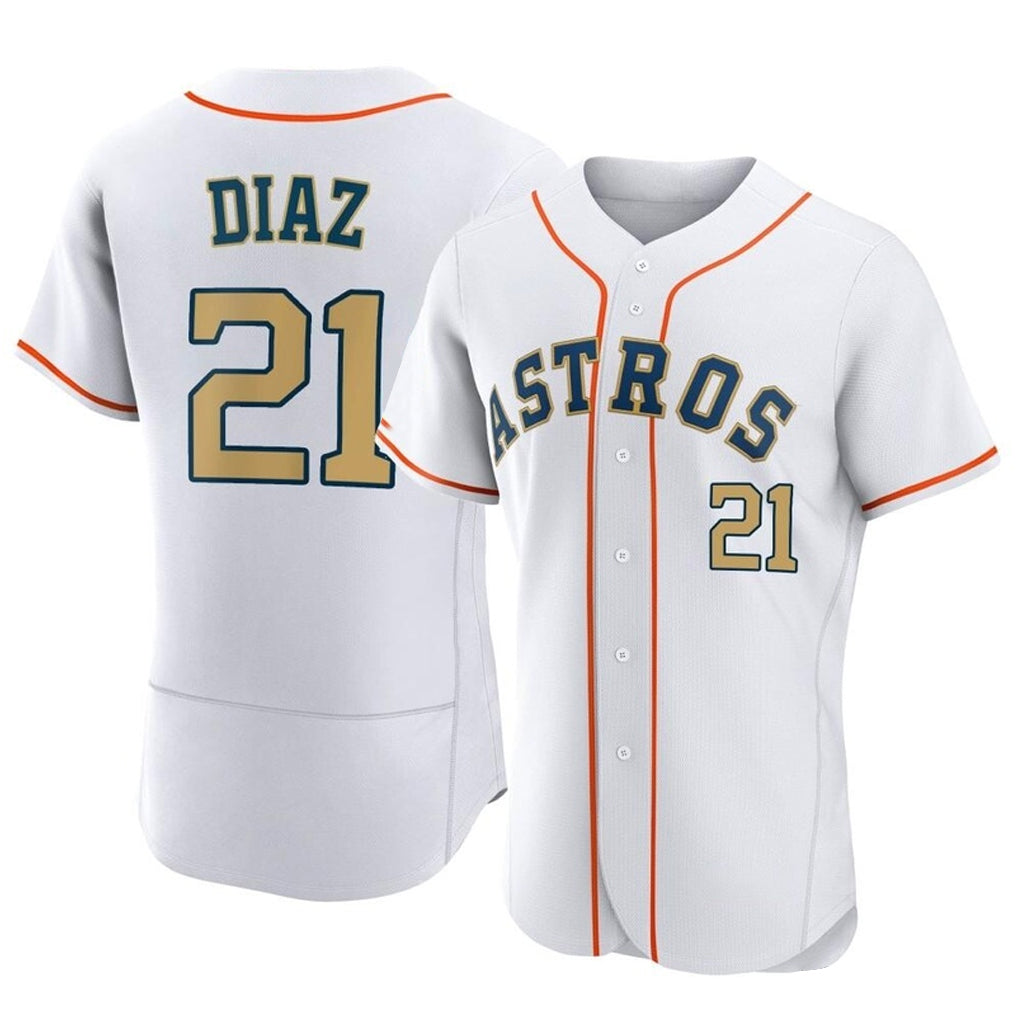 H.Astros #21 Yainer Diaz Player Gold Collection Limited Elite Home Gdoa Stitched Jerseys