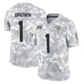 J.Jaguars #1 Montaric Brown Player Arctic Camo Salute To Service Limited Game Gdoa Stitched Jerseys