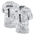 J.Jaguars #1 Montaric Brown Player Arctic Camo Salute To Service Limited Game Gdoa Stitched Jerseys