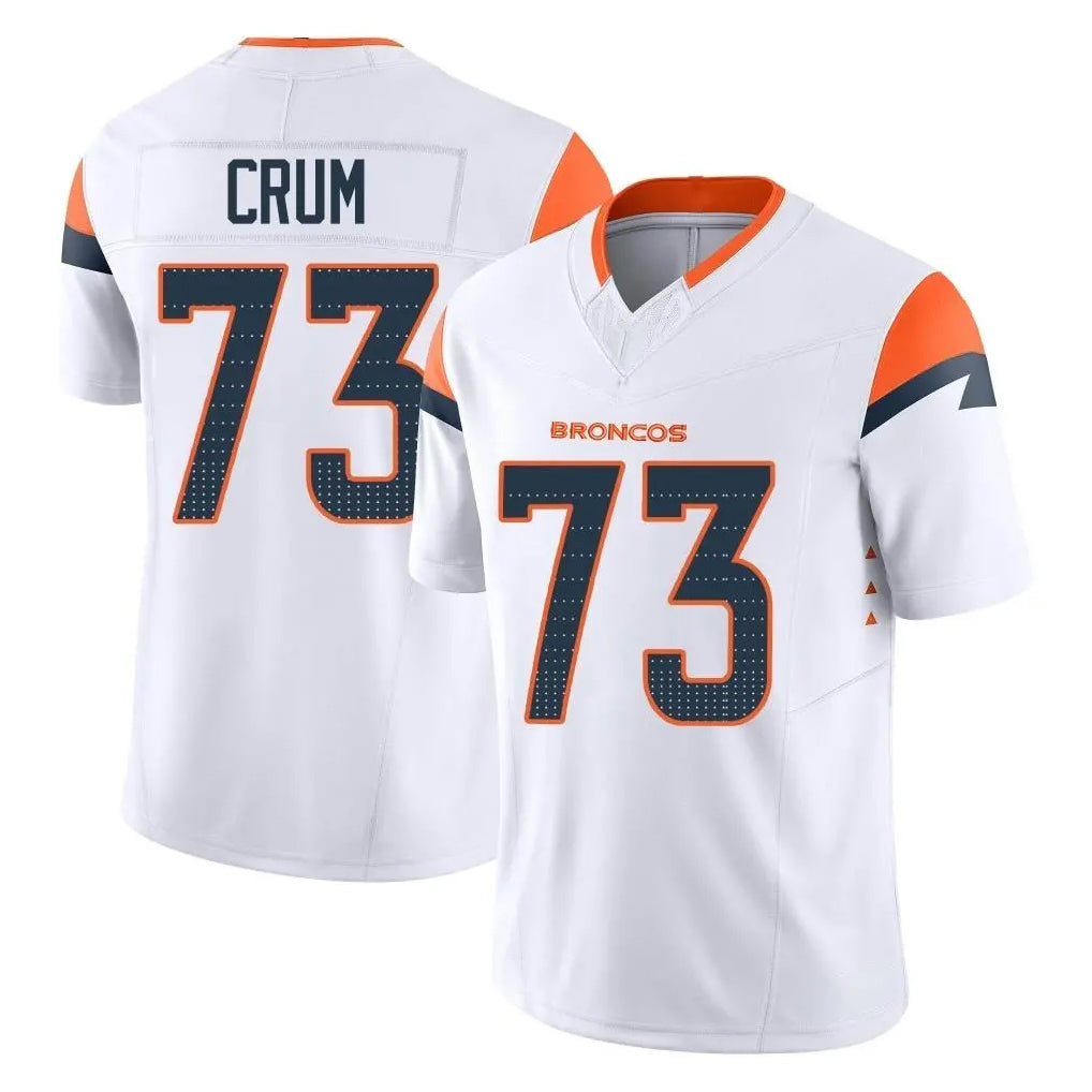 D.Broncos #73 Frank Crum Player White Limited Vapor F.U.S.E. Home Game Gdoa Stitched Jerseys