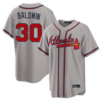 A.Braves #30 Drake Baldwin Player Gray Home Game Gdoa Stitched Jerseys