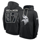 MN.Vikings #87 T.J. Hockenson Player 2026 Black Logo Pullover Hoodies Limited Game Gdoa Stitched Jerseys