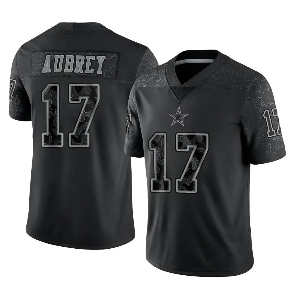 D.Cowboys #17 Brandon Aubrey Player Black Limited Reflective Home Game Gdoa Stitched Jerseys