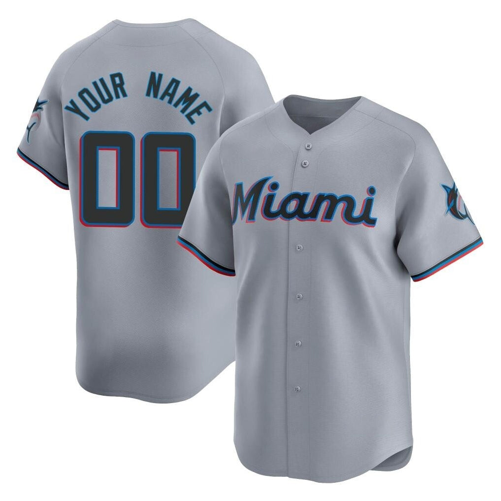 Custom M.Marlins Gray Limited Home Game Any Name & Number Gdoa Stitched Jerseys