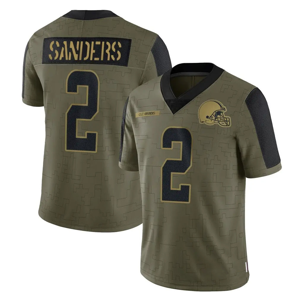 C.Browns #2 Shedeur Sanders Player Olive Salute to Service Limited Home Game Gdoa Stitched Jerseys