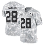 IN.Colts #28 Jonathan Taylor Player Arctic Camo Salute To Service Limited Game Gdoa Stitched Jerseys