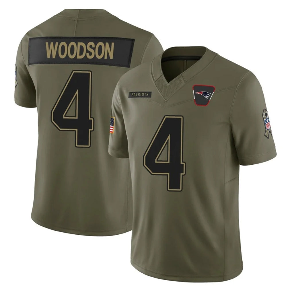 NE.Patriots #4 Craig Woodson Player Olive 2025 Salute To Service Limited Gdoa Stitched Jerseys