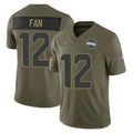 S.Seahawks #12 12th Fan Player Olive 2025 Salute To Service Limited Home Game Gdoa Stitched Jerseys