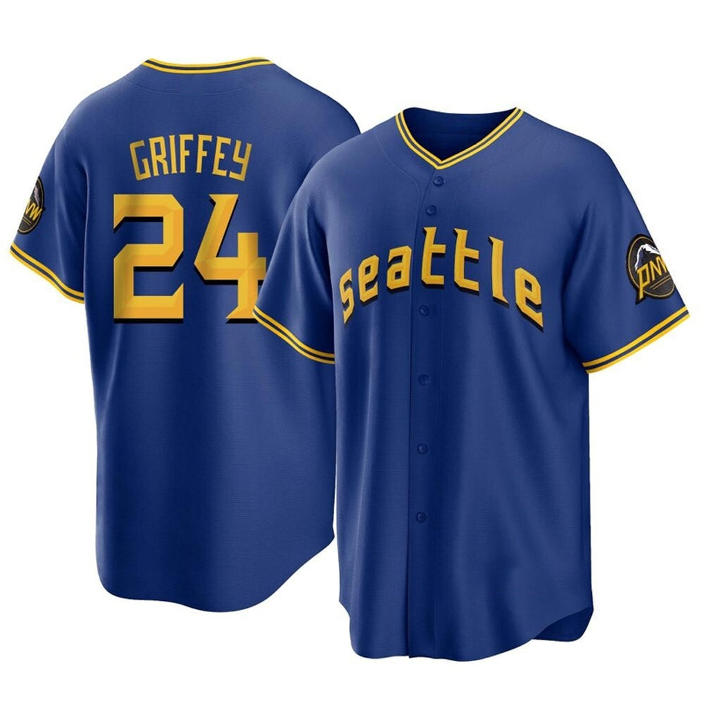 S.Mariners #24 Ken Griffey Jr Player Royal City Connect Home Game Fdoa Stitched Jerseys