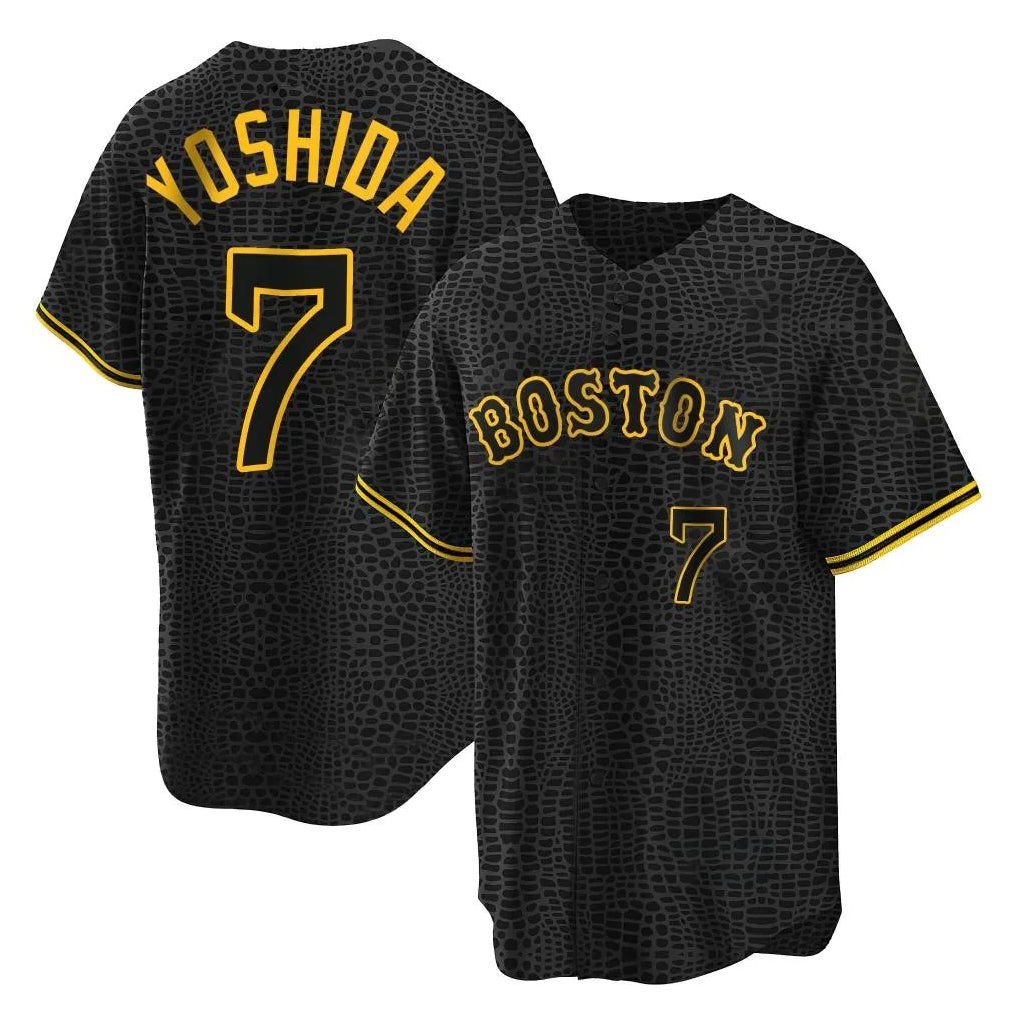 B.Red Sox #7 Masataka Yoshida Player Black Snake Skin City Home Game Gdoa Stitched Jerseys