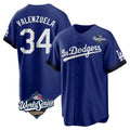 LA.Dodgers #34 Fernando Valenzuela Player Royal World Series City Connect Home Game Fdoa Stitched Jerseys