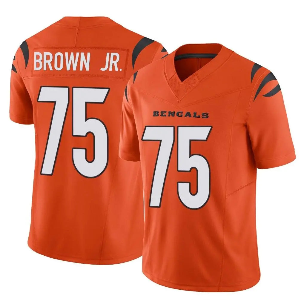C.Bengals #75 Orlando Brown Jr. Player Orange Vapor F.U.S.E. Limited Home Game Gdoa Stitched Jerseys