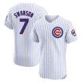 C.Cubs #7 Dansby Swanson Player White Limited Elite Home Game Gdoa Stitched Jerseys