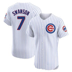 C.Cubs #7 Dansby Swanson Player White Limited Elite Home Game Gdoa Stitched Jerseys