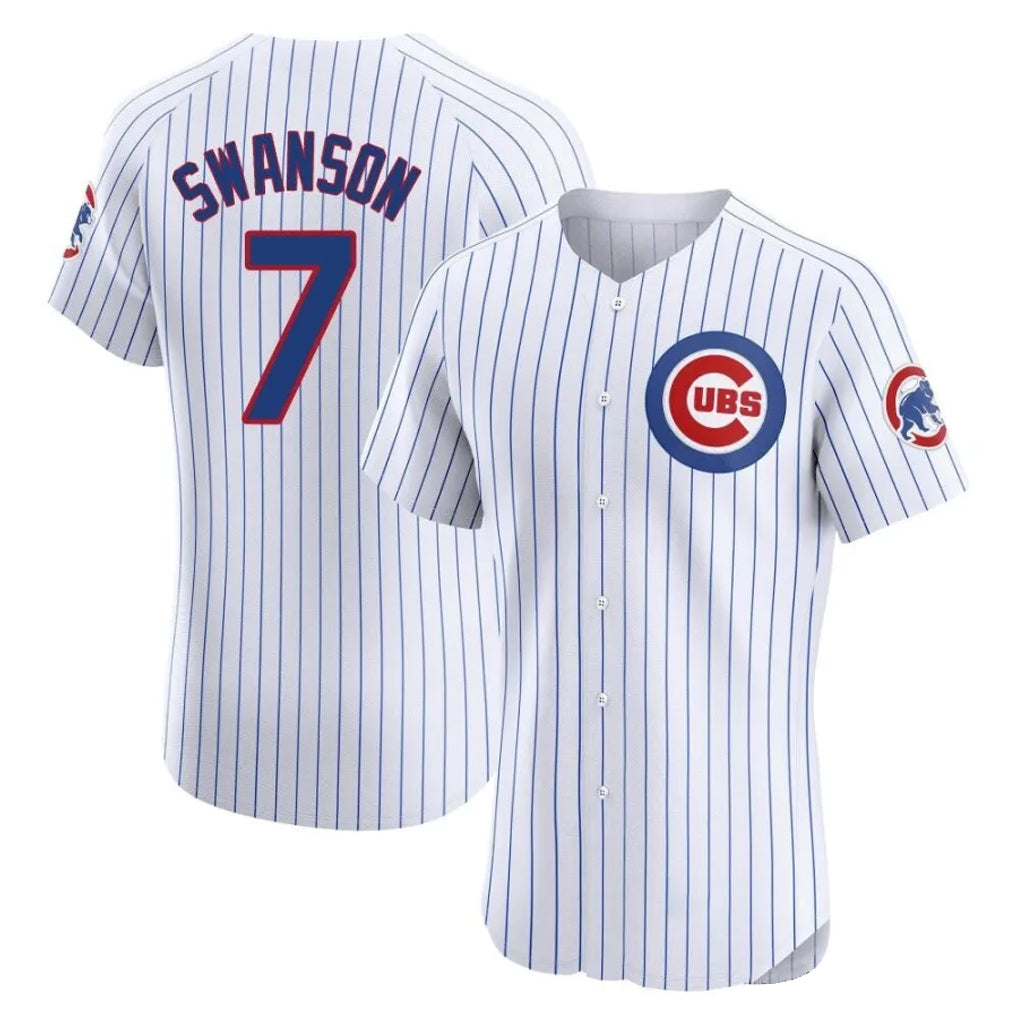 C.Cubs #7 Dansby Swanson Player White Limited Elite Home Game Gdoa Stitched Jerseys