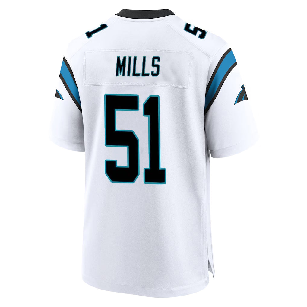 C.Panthers #51 Sam Mills Player White Home Game Gdoa Stitched Jerseys