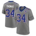 B.Bills #34 Thurman Thomas Player Gray Nickel City Home Game Gdoa Stitched Jerseys
