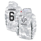 NO.Saints #6 Tyler Shough Player Arctic Camo Salute to Service Pullover Hoodies Limited Game Gdoa Stitched Jerseys