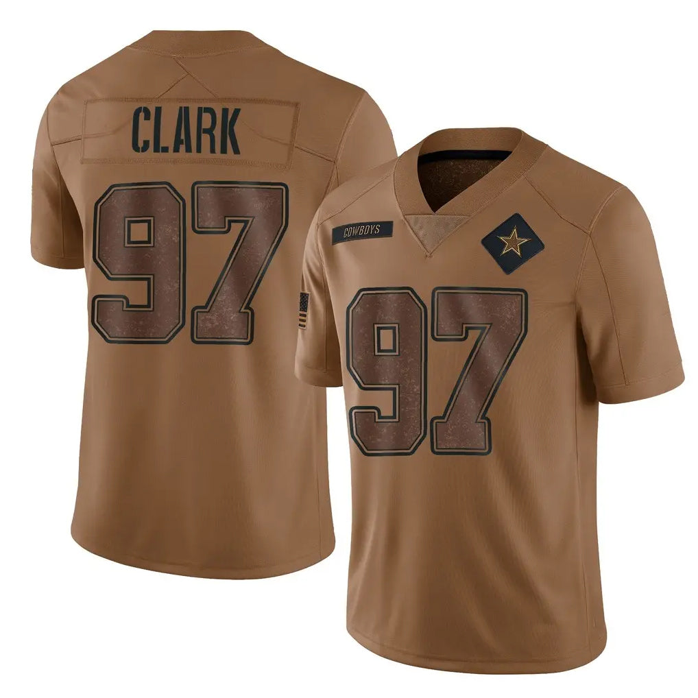 D.Cowboys #97 Kenny Clark Player Brown Salute to Service Limited Home Game Gdoa Stitched Jerseys