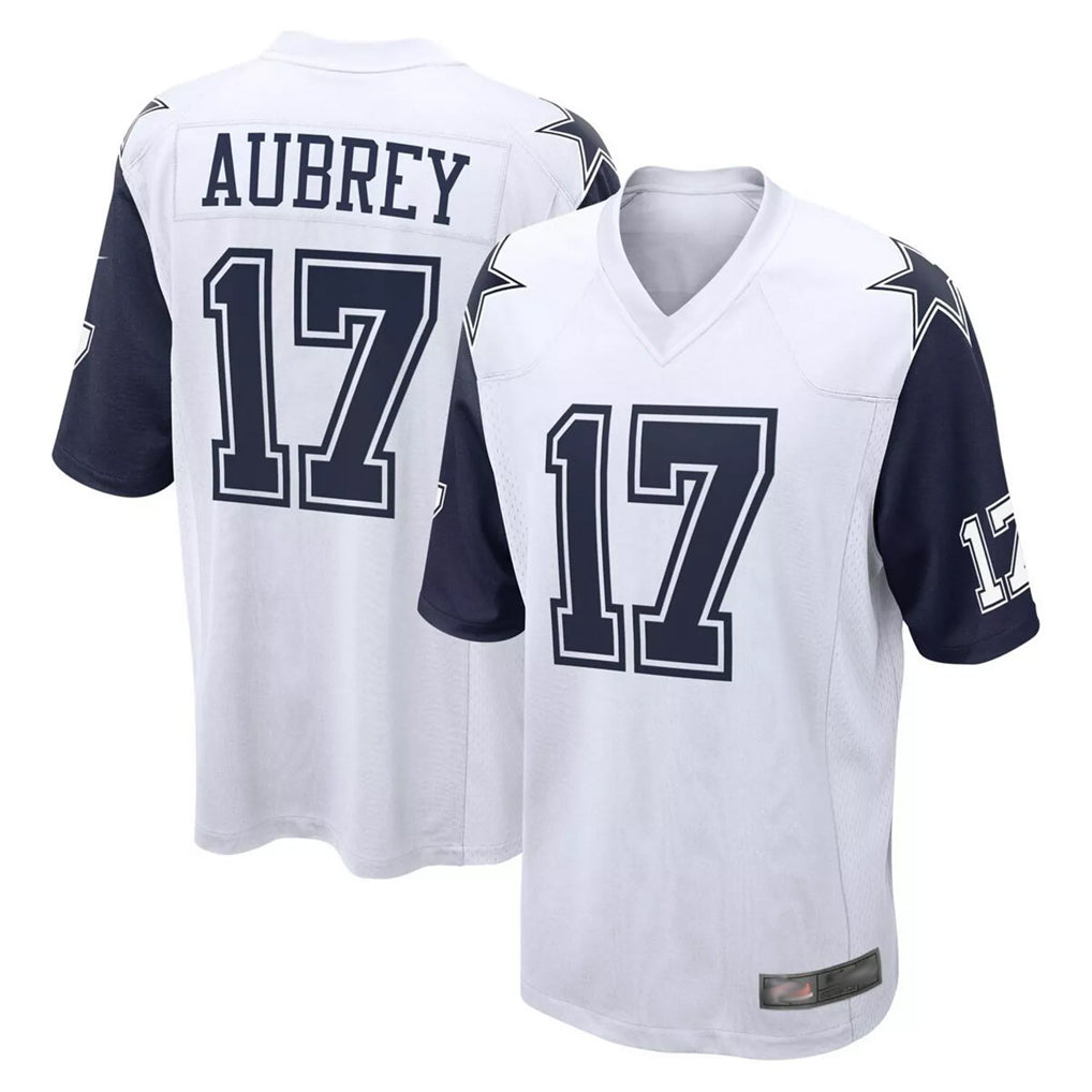 D.Cowboys #17 Brandon Aubrey Player White-Navy Home Game Gdoa Stitched Jerseys