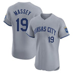 KC.Royals #19 Michael Massey Player Gray Limited Elite Home Gdoa Stitched Jerseys