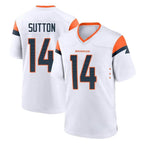 D.Broncos #14 Courtland Sutton Player White Home Game Gdoa Stitched Jerseys