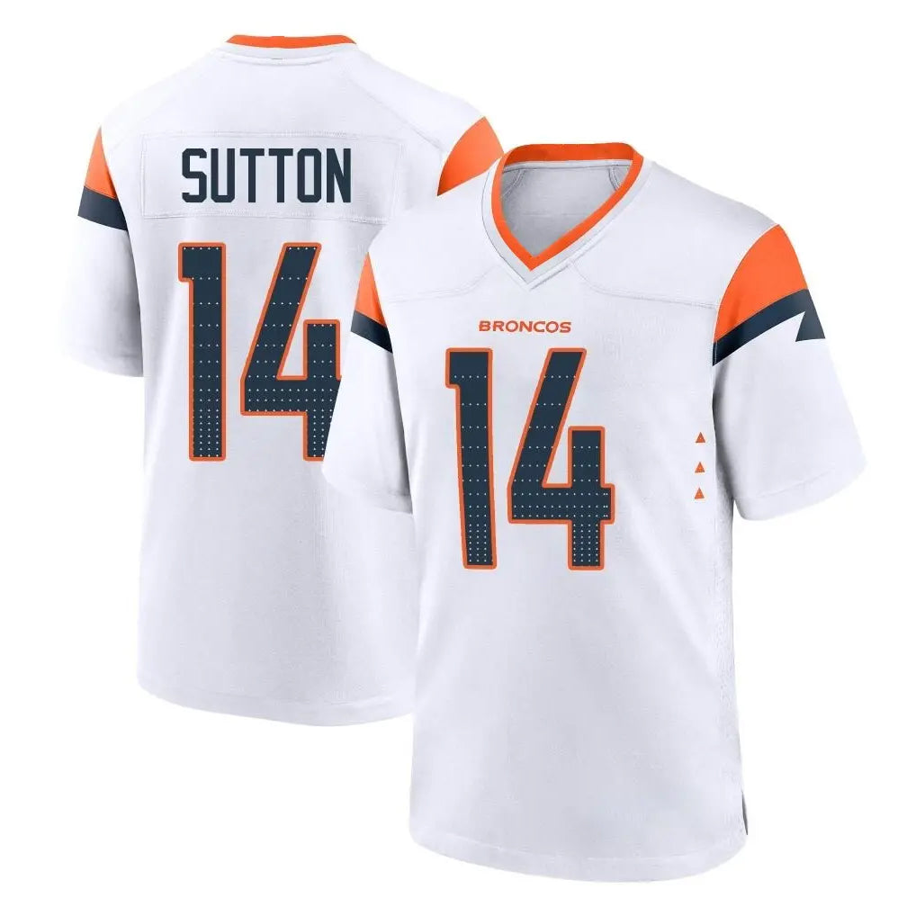 D.Broncos #14 Courtland Sutton Player White Home Game Gdoa Stitched Jerseys