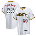 Custom P.Pirates White USA 250 Fourth of July Limited Home Game Any Name & Number Gdoa Stitched Jerseys