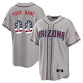 Custom A.Diamondbacks Gray USA 250 Fourth of July Limited Home Game Any Name & Number Gdoa Stitched Jerseys